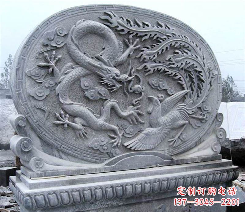 潍坊青石古典美——龙凤呈祥雕塑