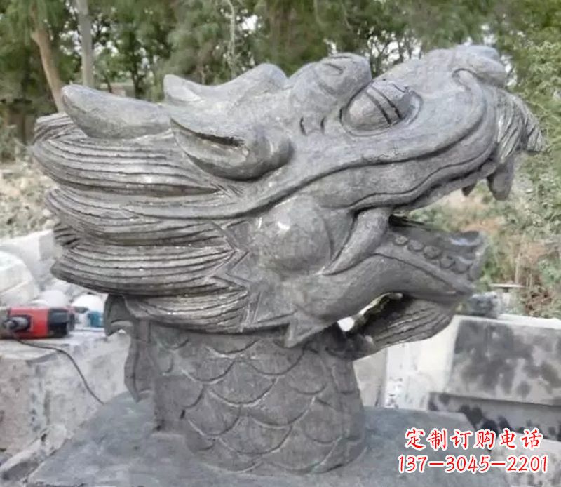 潍坊青石龙头雕塑 