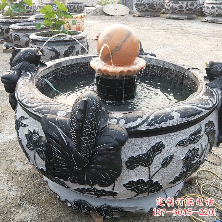 潍坊青石鱼缸雕塑，装点您的生活