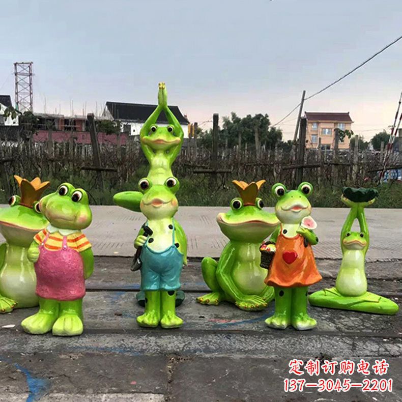 潍坊青蛙玻璃钢卡通雕塑