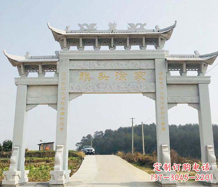 潍坊三门牌坊石雕——精美雕塑,缔造传承