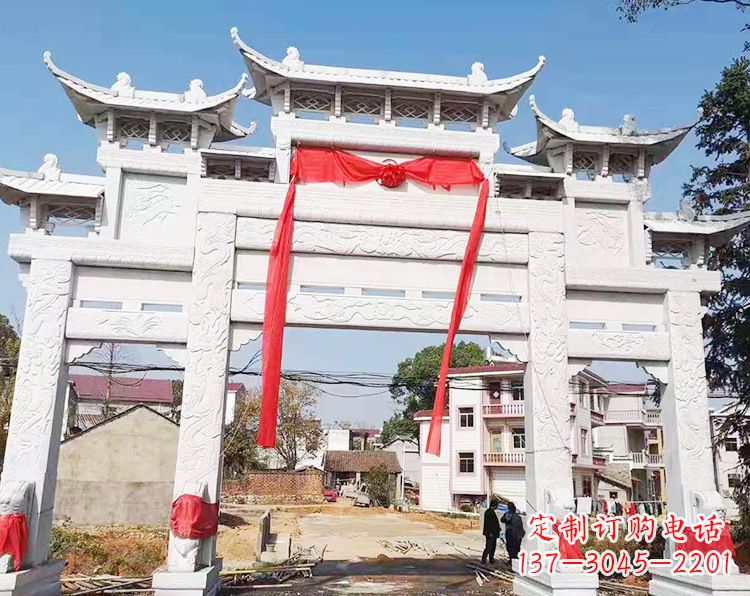 潍坊三门三楼石雕牌坊:专业定制牌坊雕塑