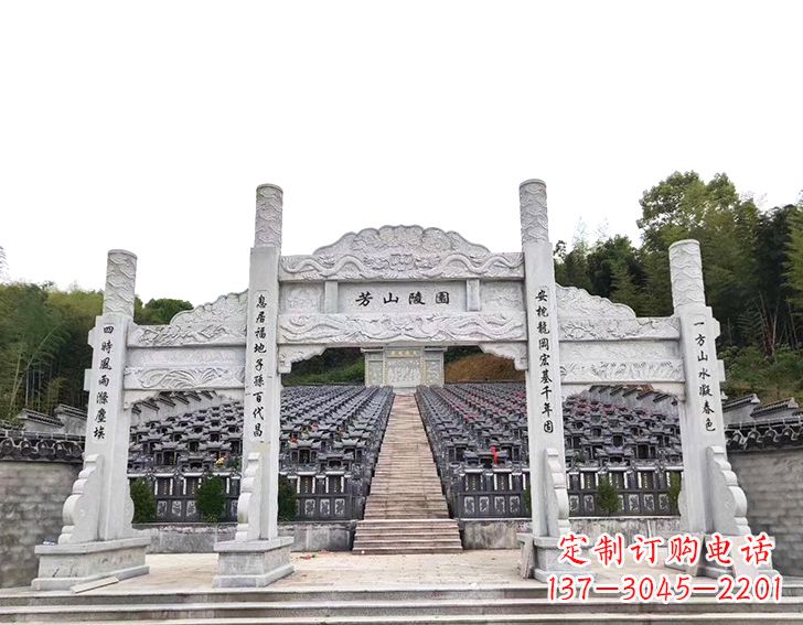 潍坊精致雕刻的三门石牌坊雕塑