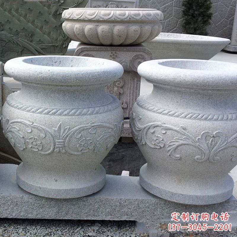 潍坊砂岩刻画花盆石雕