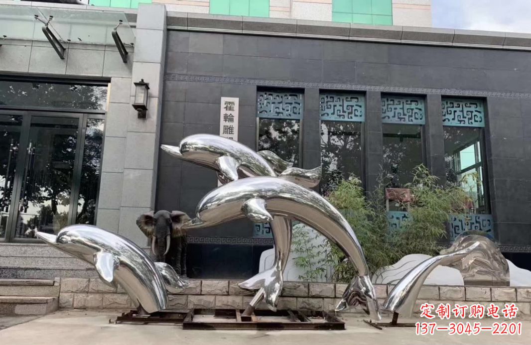 潍坊高端定制不锈钢海豚雕塑