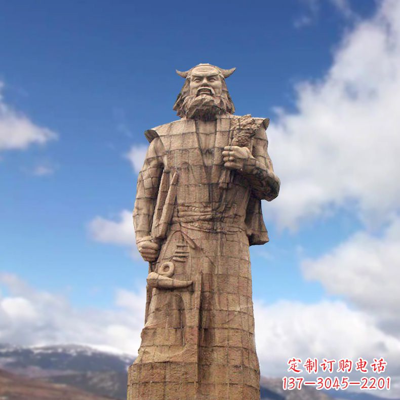 潍坊精美神农大型石雕像,由中领雕塑定制