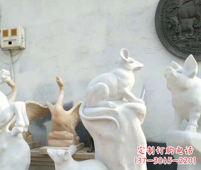 潍坊独具个性的汉白玉老鼠石雕