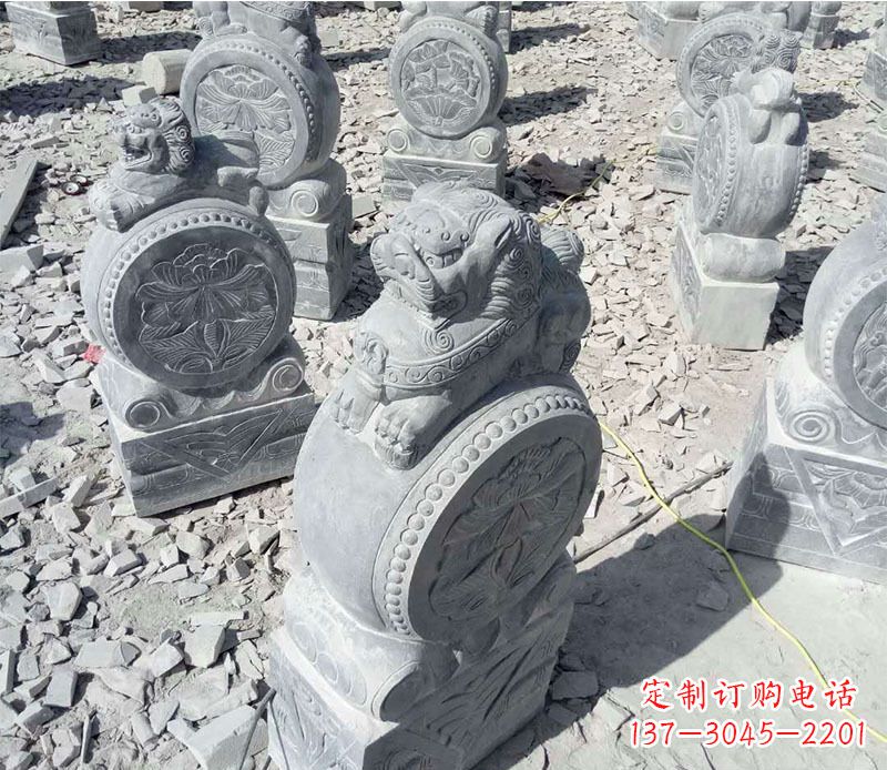 潍坊狮子抱鼓石招财门墩石雕,尊贵大气典雅