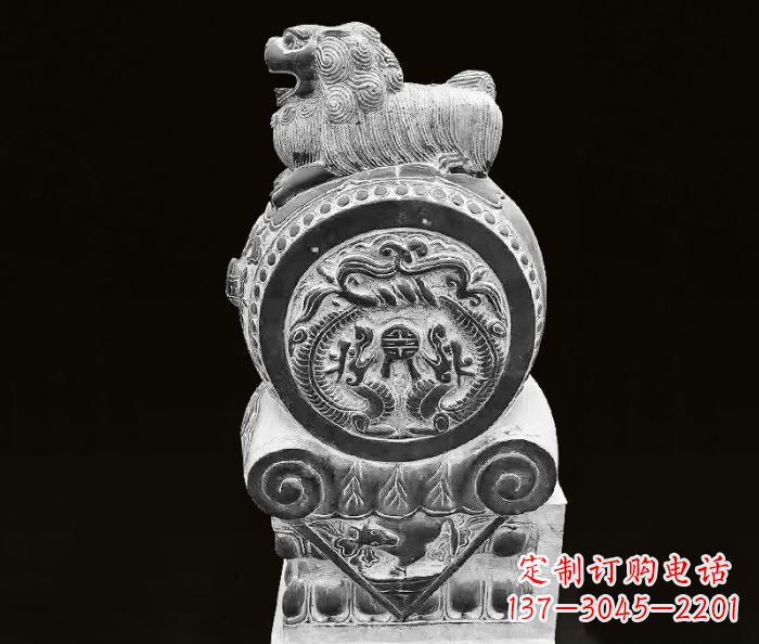 潍坊中领雕塑狮子石抱鼓仿古石门墩