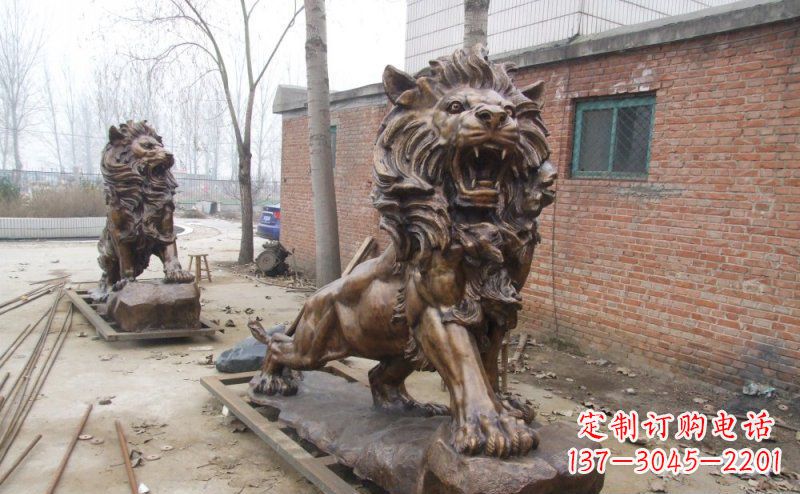 潍坊狮子企业动物铜雕