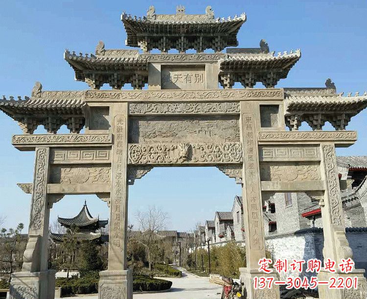 潍坊中领雕塑-把双主楼石雕楼牌坊定制出精美之美