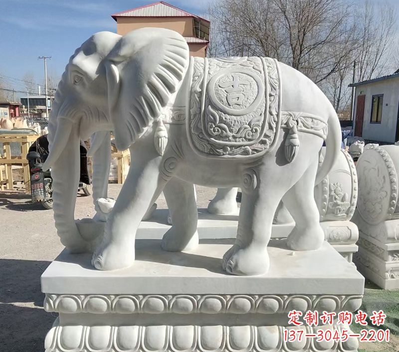 潍坊中领雕塑精美石材大象雕塑