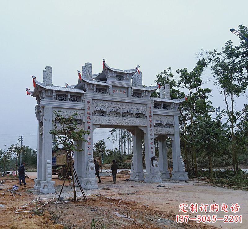潍坊领雕塑专业定制仿古牌坊雕塑,拥有多年专业…