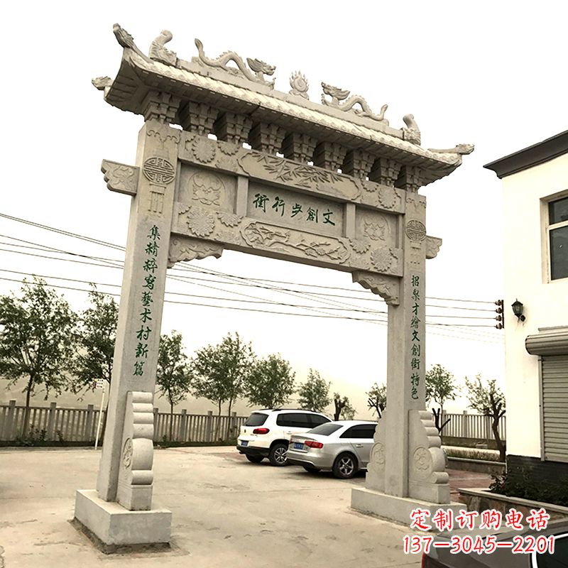 潍坊欣赏古老石材牌坊雕塑