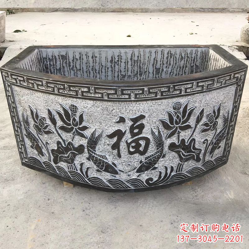 潍坊欣赏自然美景,石槽养鱼缸静谧雕塑