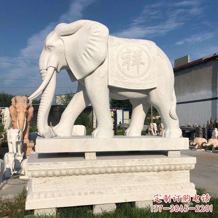 潍坊现代工艺石雕大象雕塑