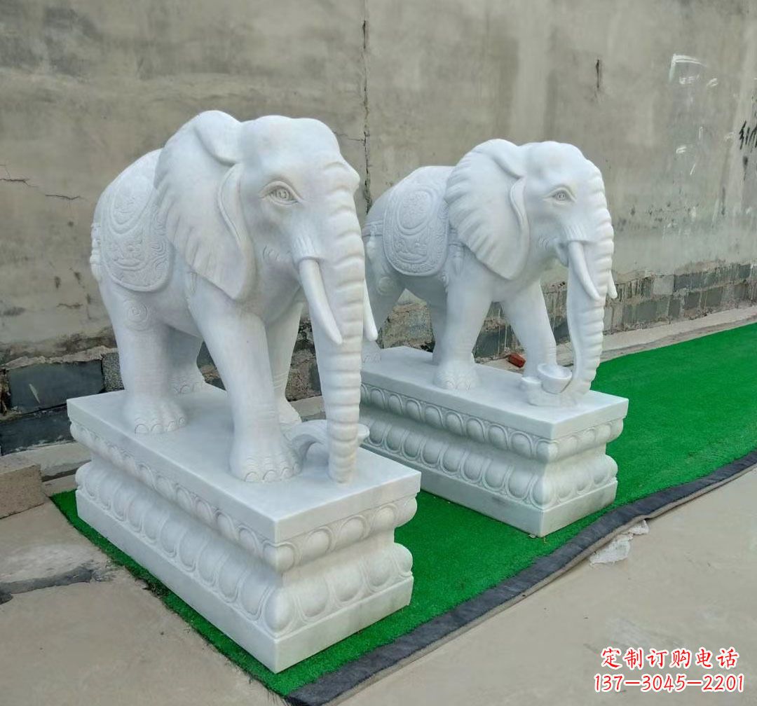 潍坊中领雕塑:精美大象汉白玉雕塑