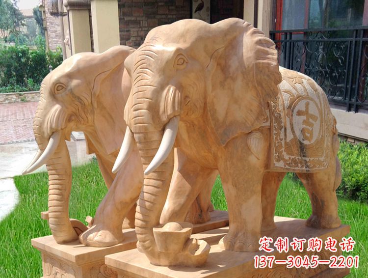 潍坊石雕大象风水的精美雕塑