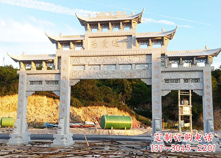 潍坊专业定制石雕道路牌坊雕塑
