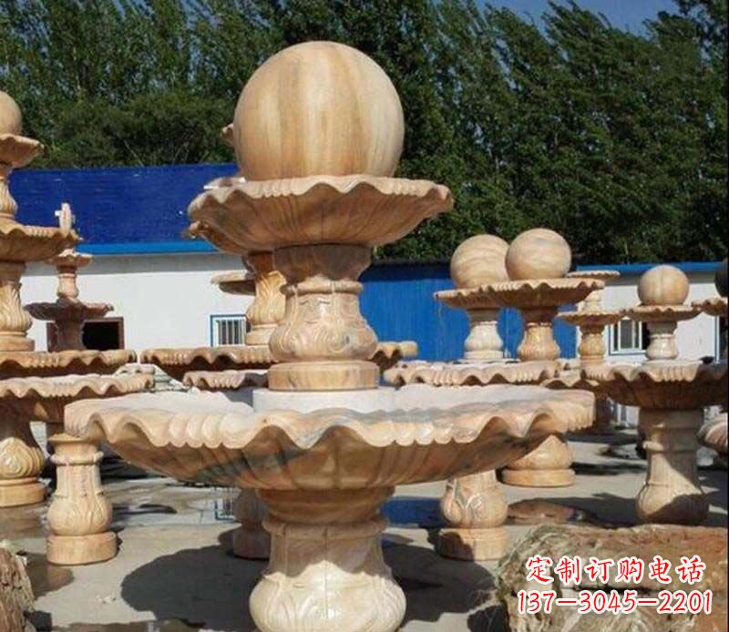 潍坊中领雕塑：英伦风格的玉石风水球雕塑