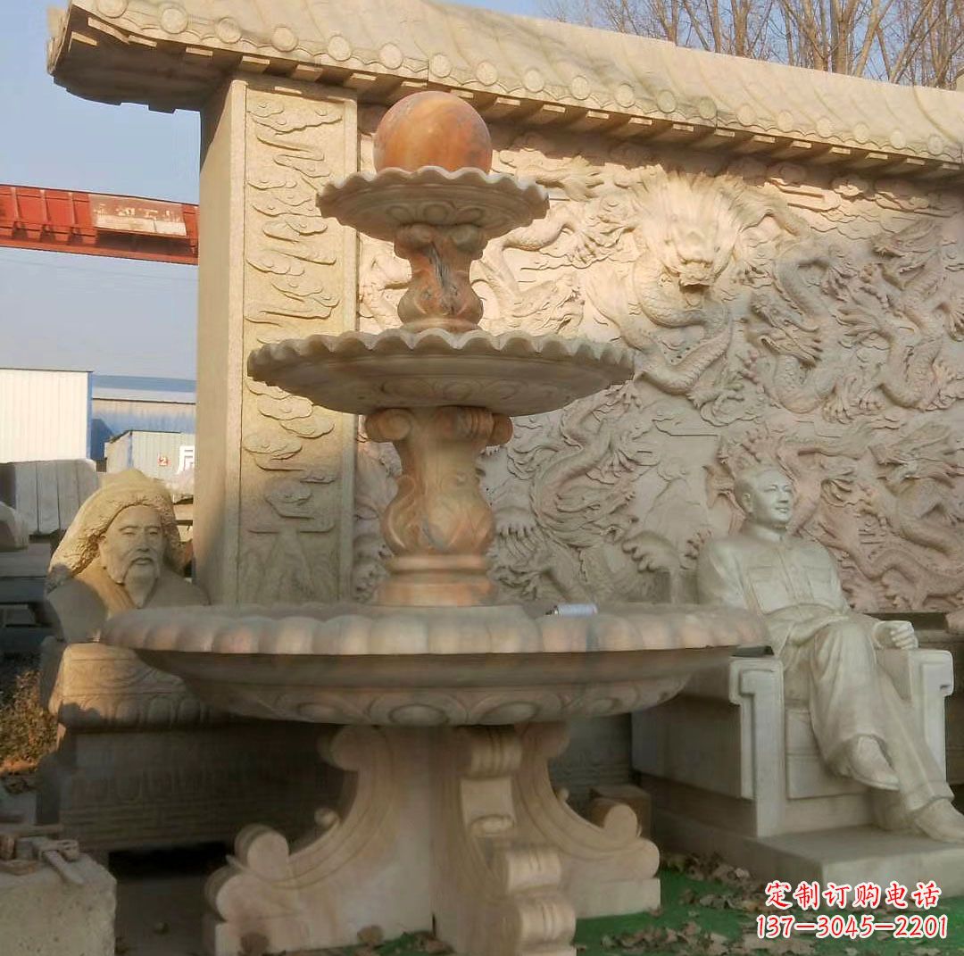 潍坊中领雕塑精美石雕喷泉雕塑,是一款独特的雕…