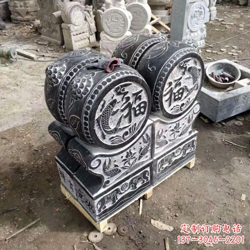 潍坊中领雕塑-石雕门墩貔貅抱鼓