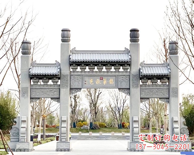 潍坊装饰你的屋外,选择领雕塑的石雕牌坊
