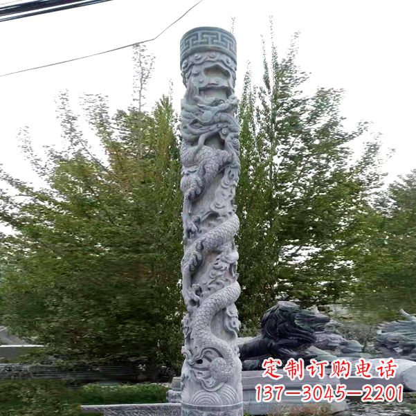 潍坊华贵典雅的石雕盘龙柱雕塑