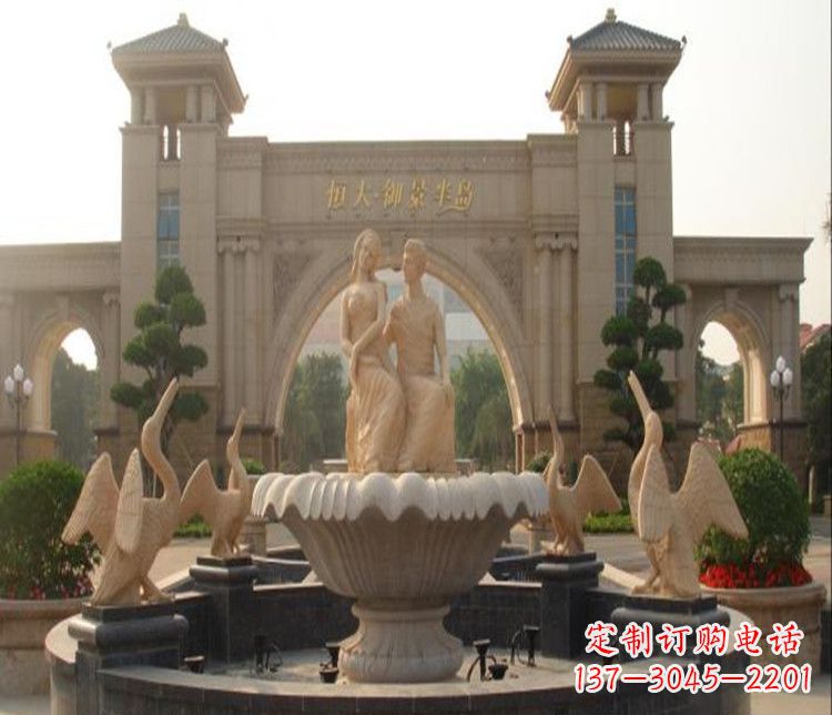 潍坊石雕西方人物喷泉雕塑