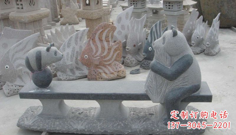 潍坊石雕熊猫座椅