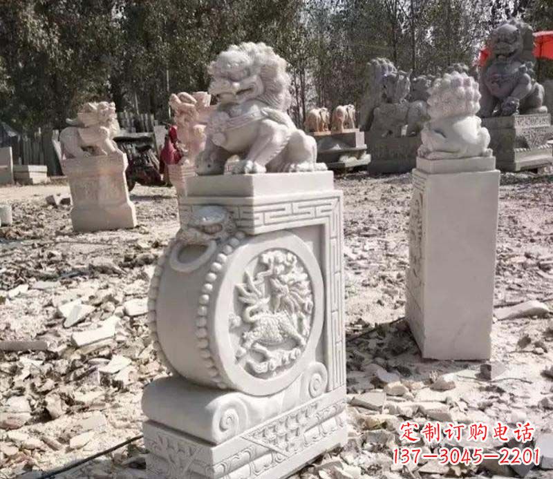 潍坊石雕园林狮子抱鼓石 