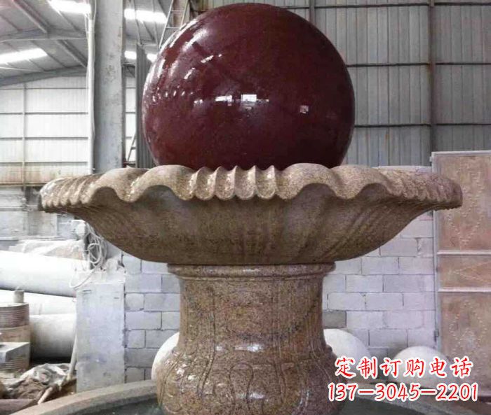 潍坊石来运转小型风水球喷泉石雕 (2)
