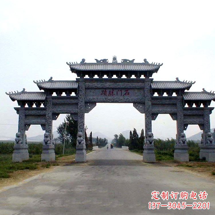 潍坊石门胜迹青石仿古石雕牌楼