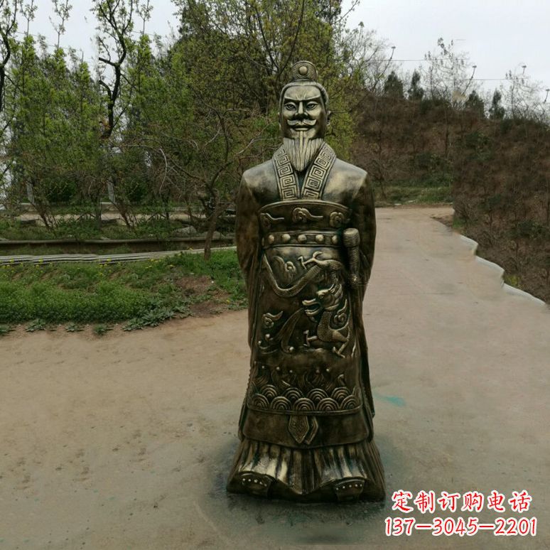 潍坊始皇嬴政玻璃钢仿铜雕塑