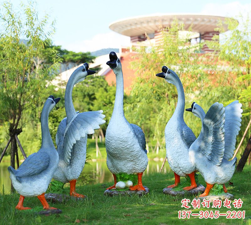 潍坊树脂工艺品玻璃钢雕塑商场美陈户外园林景观装饰品仿真动物鹅摆件