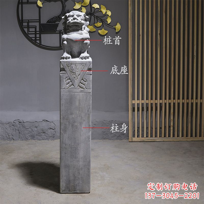 潍坊拴马桩石雕仿古石狮子