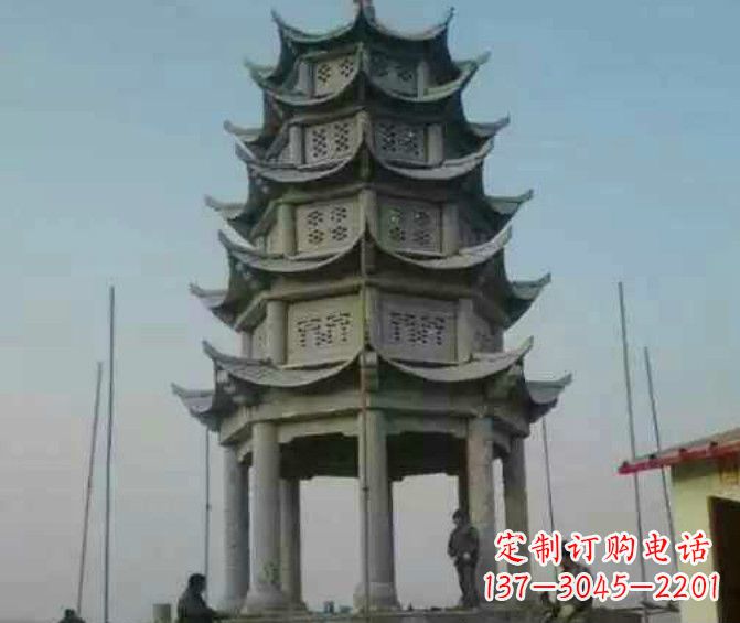 潍坊双层大理石凉亭石雕 (2)