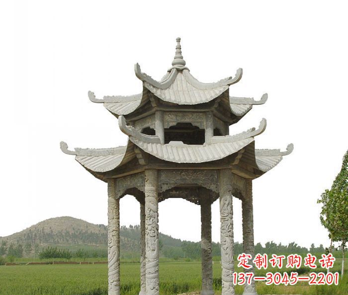 潍坊双层仿古石雕凉亭