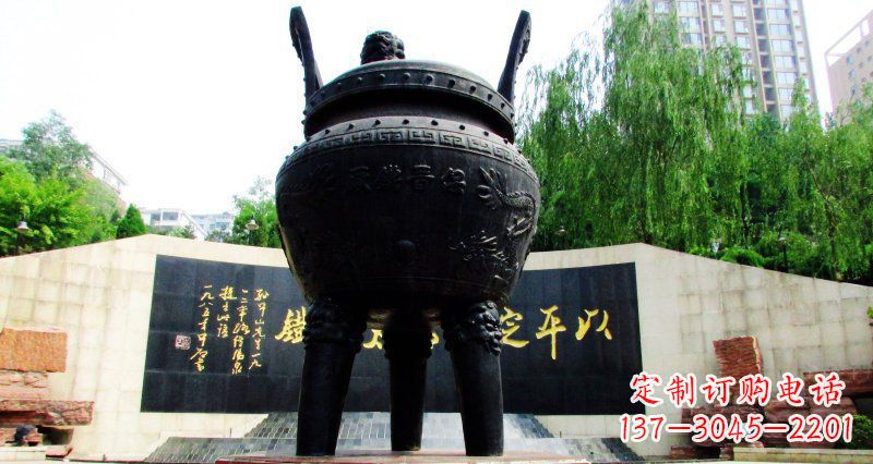 潍坊双龙戏珠广场香炉铜雕景观雕塑