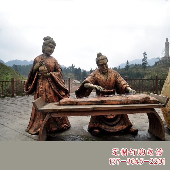 潍坊司马相如与卓文君铜雕塑像-城市广场历史名人情景雕塑