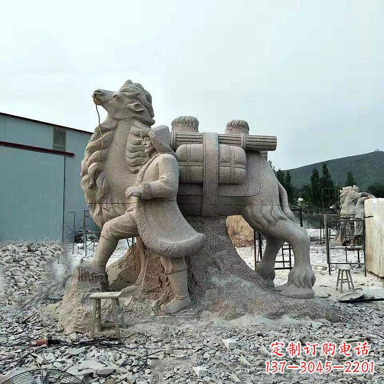潍坊丝绸之路骆驼情景石雕