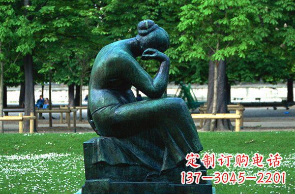 潍坊思考的女人青铜人物铜雕