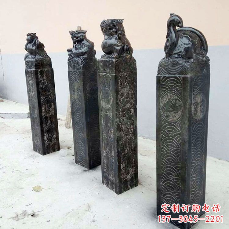 潍坊四方神兽青石仿古栓马柱