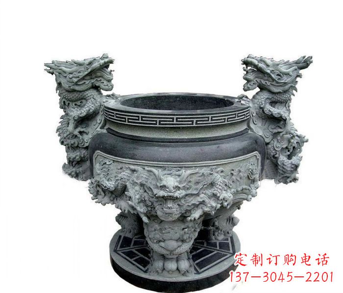 潍坊寺庙景观龙头水缸石雕 (2)