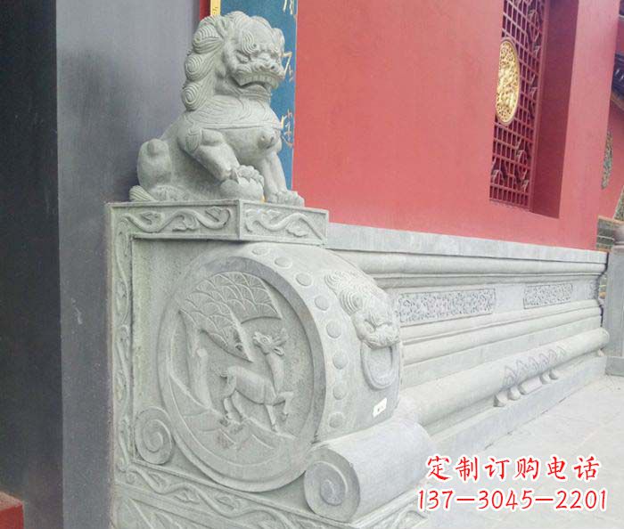 潍坊寺庙景观狮子石门墩抱鼓石
