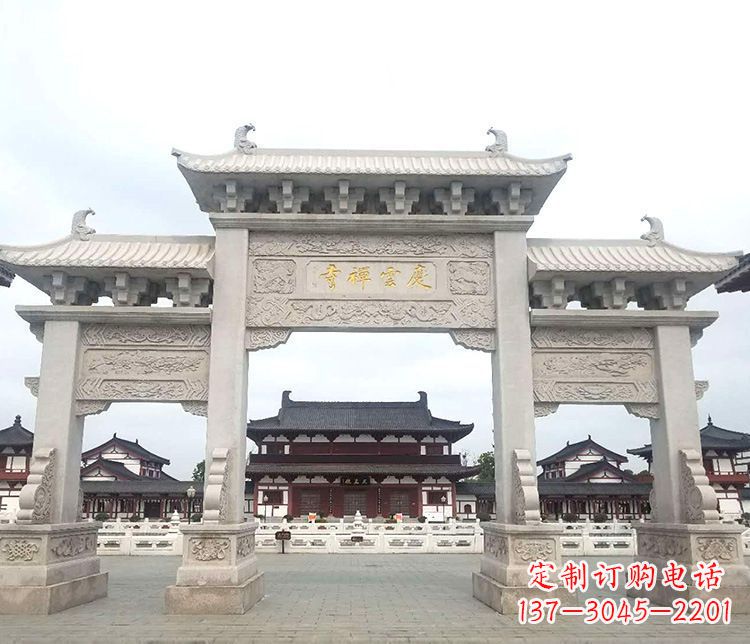 潍坊寺庙三门牌坊石雕