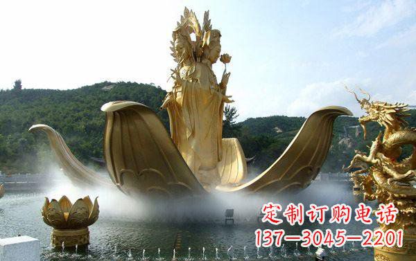 潍坊寺庙三面观音雕像