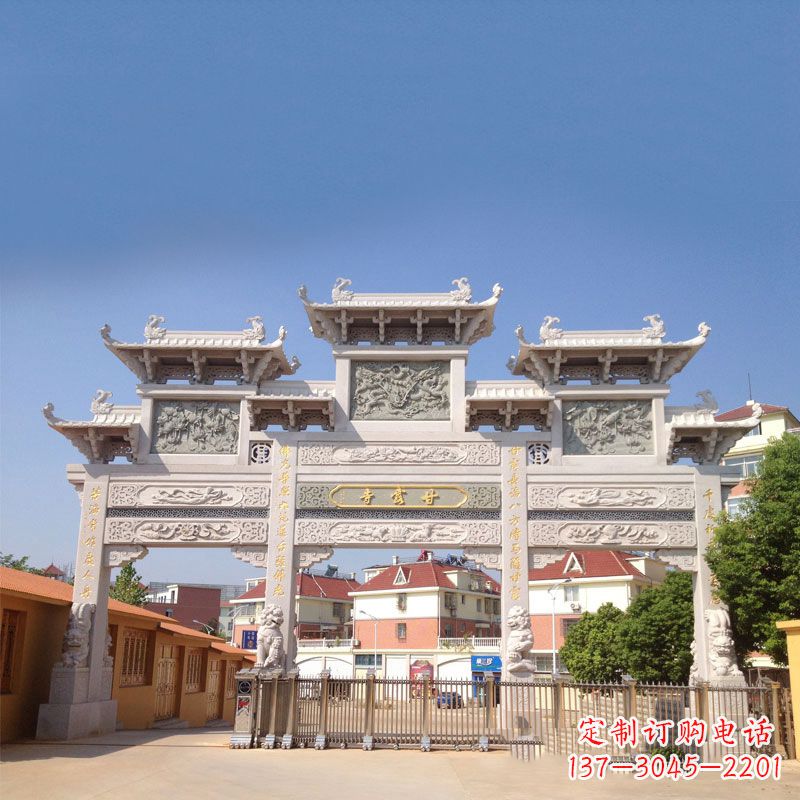 潍坊寺院大门石雕牌楼
