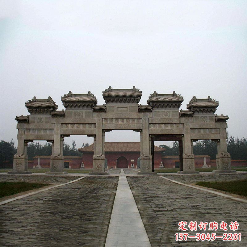 潍坊寺院五门石牌楼