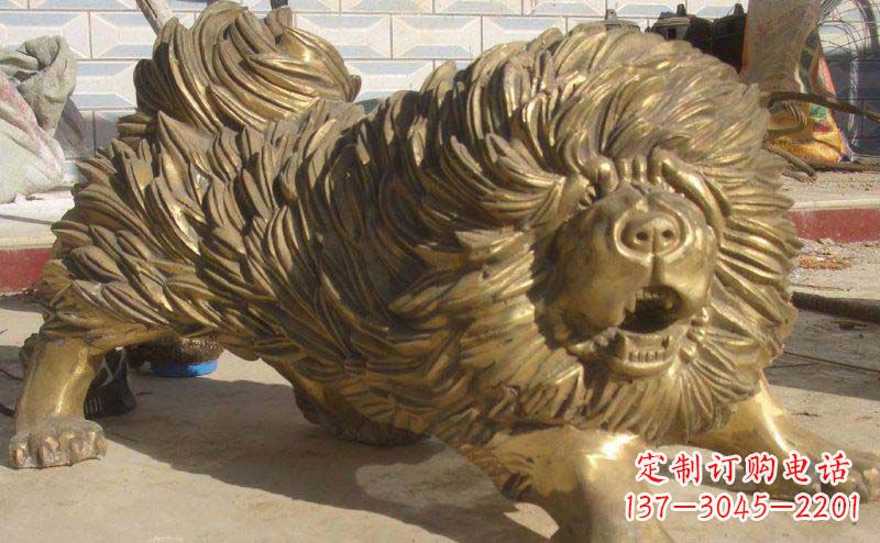 潍坊松狮犬动物铜雕